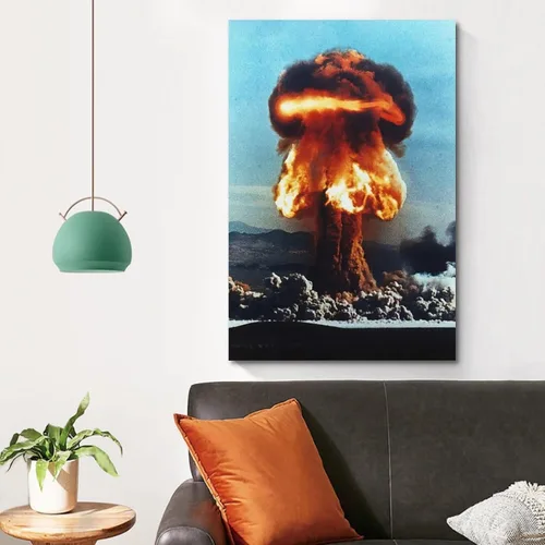 Vista 4 de LGDSBHH Pósteres de propaganda retro con bomba atómica nuclear y escena de explosión, pósteres de pintura en lienzo, pósteres de pintura decorativa