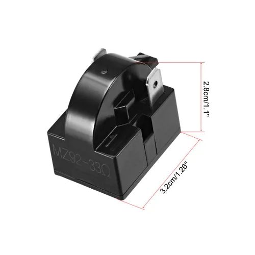 Vista 4 de uxcell Relé de arranque de refrigerador de 33 ohmios y 2 pines para compresor negro