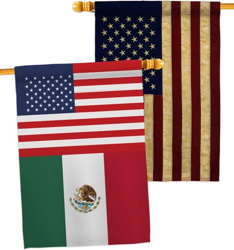 Vista 7 de Banderas de la casa de la amistad de México Estados Unidos de la nacionalidad de México Estados Unidos, paquete de 2 unidades de Nación Regional