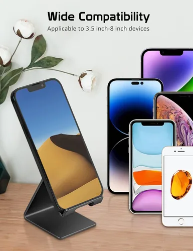 Vista 3 de Soporte para Teléfono, Soporte para Teléfono de Aluminio para iPhone 16 15 14 13 12 11 X 8 7 6 Plus 5, Tableta, Samsung, Huawei, Adecuado para Todos