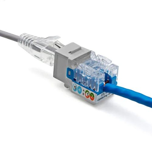 Vista 25 de TRUE CABLE Conector Keystone Cat5e, sin blindaje (UTP), perforado de 90 grados, PoE++ (4PPoE) 100W, certificación UL, verificado ETL, certificado