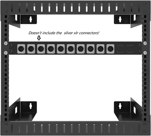 Vista 3 de Panel de conexión con bisagras de 12 puertos, pasos/orificios, conectores tipo D de 1U de 19 pulgadas para montaje en rack, audio con lado