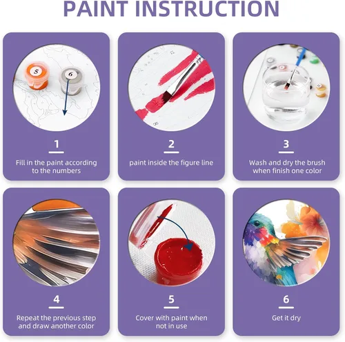 Vista 4 de Ginkko Kit de pintura por números para adultos, principiantes y niños de 8 a 12 años con marco de madera, fácil acrílico sobre lienzo de 8 x 12