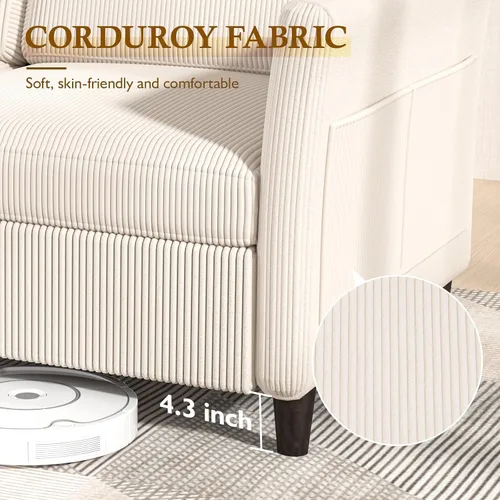Vista 6 de Valthie - Sofá seccional convertible, sofá de terciopelo en forma de L con chaise reversible y almacenamiento, sofá de 3 plazas con bolsillo lateral