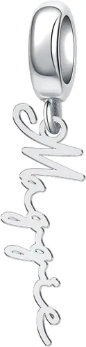 Vista 2 de Abalorio de letra inicial A-Z con forma de corazón dorado para pulseras y collares, Plata esterlina Plata, vidrio