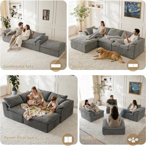 Vista 2 de Sofá modular modular deshuesado para sala de estar