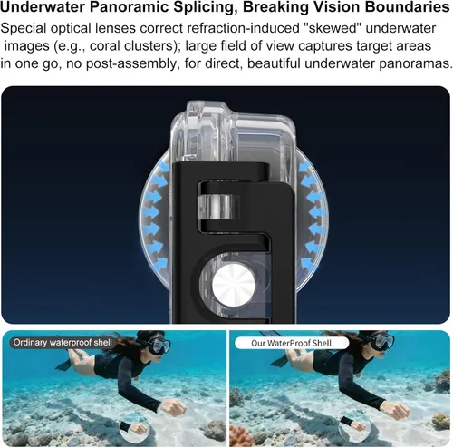 Vista 3 de Funda impermeable compatible con DJI Osmo 360, carcasa de buceo profesional de 144 pies, lente esférica con carcasa de PC a prueba de golpes