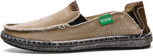 Vista 2 de CASMAG Zapatos de tela para hombre, estilo casual, zapatos de lona antideslizantes para ocio, estilo vintage, zapatos náuticos planos
