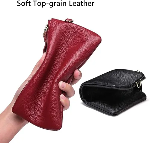 Vista 6 de Cartera de cuero delgada con bloqueo RFID para mujer, Amarillo Dorado