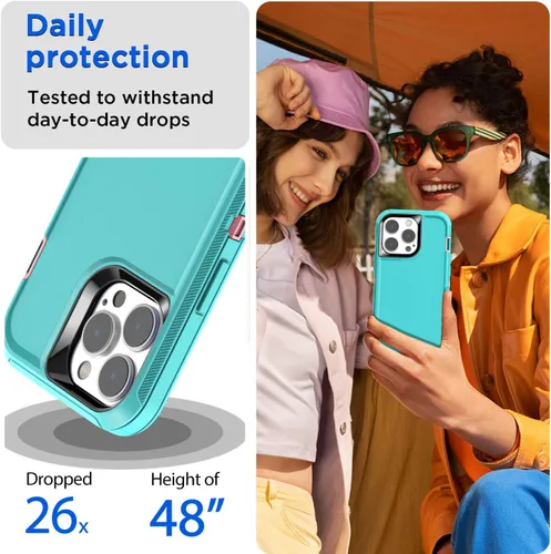 Vista 3 de AICase Funda para iPhone 14 Pro Max (6.7") con Protector de Pantalla de Vidrio, Protección contra Caídas de Servicio Pesado, Cuerpo Completo