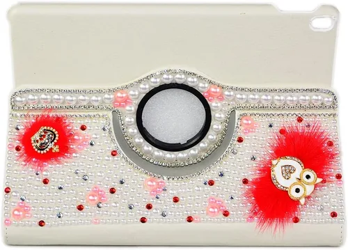 Vista 3 de Bling - Funda compatible con Samsung Galaxy Tab A9 (2023) – Elegante – 3D hecha a mano con corona de cristal de búho nocturno giratorio de 360
