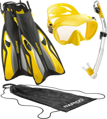 Vista 11 de Phantom Aquatics Juego de esnórquel sin marco con máscara de snorkel Lila