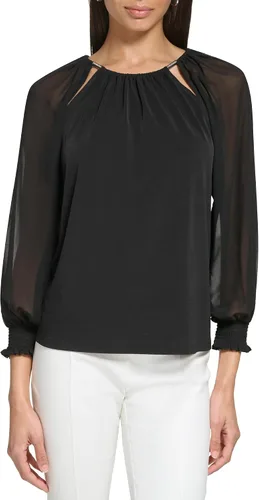 Vista 5 de Calvin Klein Blusa de manga larga de punto para mujer, Negro