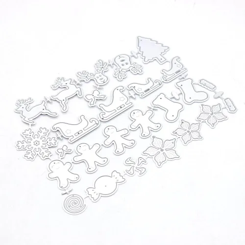 Vista 2 de KSCRAFT Bandeja escalonada de Navidad para corte de metal, plantillas para álbumes de recortes, decoración en relieve, tarjeta de papel DIY
