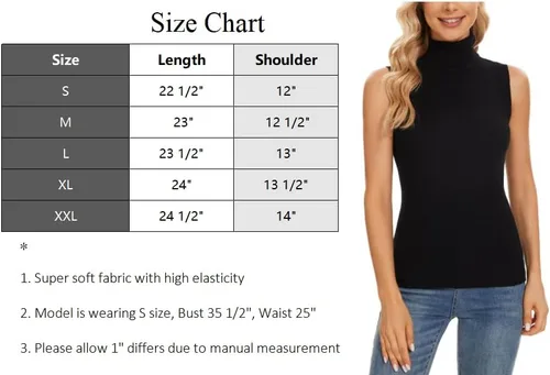 Vista 6 de Biffxeu Cuello alto sin mangas para mujer, chaleco ligero de punto sin mangas, cuello alto elástico