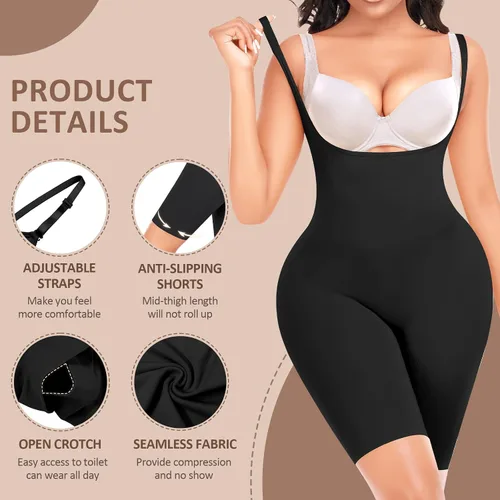 Vista 4 de PIMMI Body moldeador para mujer, control de abdomen, sin costuras, fajas adelgazantes, cuerpo completo, faja de cintura