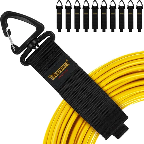 Vista 10 de Trilancer - Correas de almacenamiento resistentes, organizador de cables y colgador (paquete de 10) Hook-and-Loop Straps with Triangular Buckle to