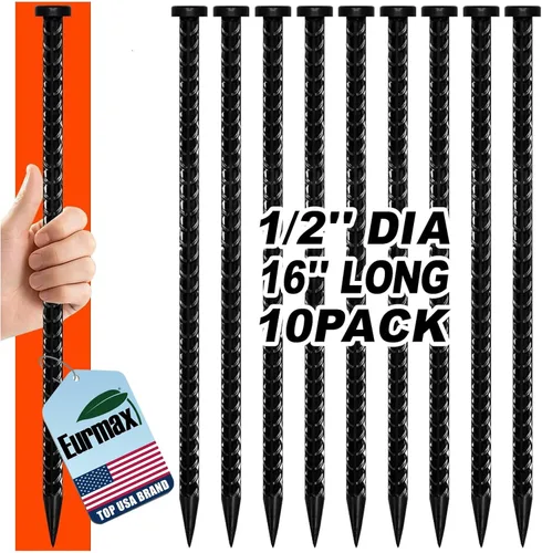 Vista 15 de Eurmax Paquete de 6 anclajes de acero inoxidable de 16 pulgadas para vientos fuertes, estacas galvanizadas de 1/2 pulgada, anclajes de tierra
