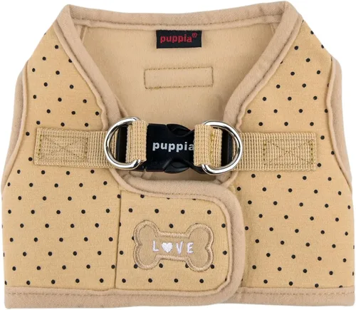 Vista 2 de Puppia Dotty - Arnés tipo chaleco para perro, B (escalonado), moderno con patrón de lunares, para primavera y verano, para perros pequeños, beige
