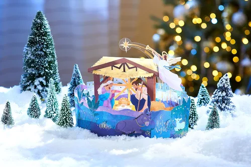 Vista 7 de Tarjeta desplegable navideña religiosa de American Greetings (Milagro de Navidad)