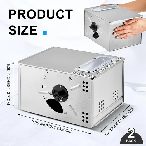 Vista 2 de Qualirey Trampa para ratones de metal con tapa transparente, 2 piezas, trampa para ratones, para interiores y exteriores y otras escenas