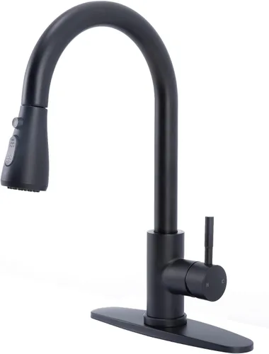 Vista 11 de Grifo de cocina de perfil bajo extraíble con rociador, grifo de fregadero de lavandería de acero inoxidable de una sola manija con níquel cepillado