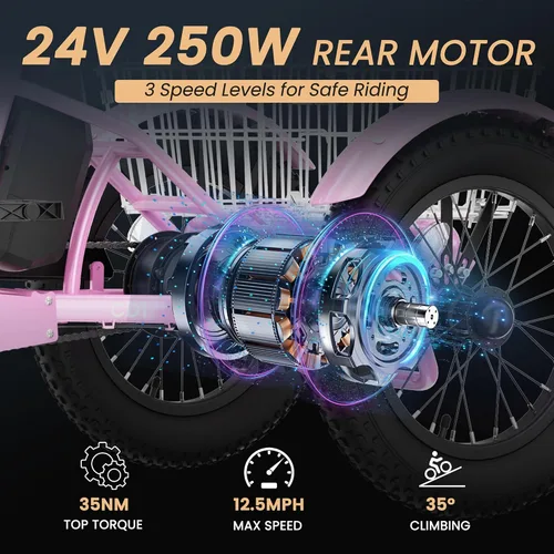 Vista 3 de MOONCOOL Triciclo eléctrico de 16 pulgadas, triciclo eléctrico de la Flor Rosa