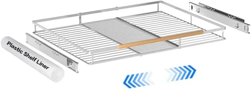 Vista 13 de Cajón de cesta deslizante expandible, organizador de gabinete extraíble, estantes de despensa deslizables resistentes para cocina, debajo
