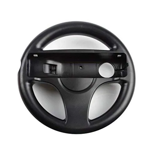 Vista 4 de GH Mario Kart 8 Steering Wheel Compatible with Nintendo Wii (Bomb Black, 2 Pack), Racing Games Wheels for Wii (U) Remote Controller