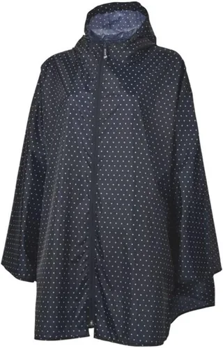 Vista 2 de Charles River Apparel Poncho impermeable clásico de poliéster Pack N Go Zip, Lunares azul marinoblanco