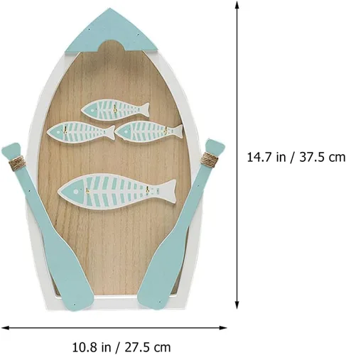 Vista 2 de BESPORTBLE 1 caja para llaves de madera costera, organizador de llaves costero, ganchos de pared mediterráneos, soporte para llaves de pared