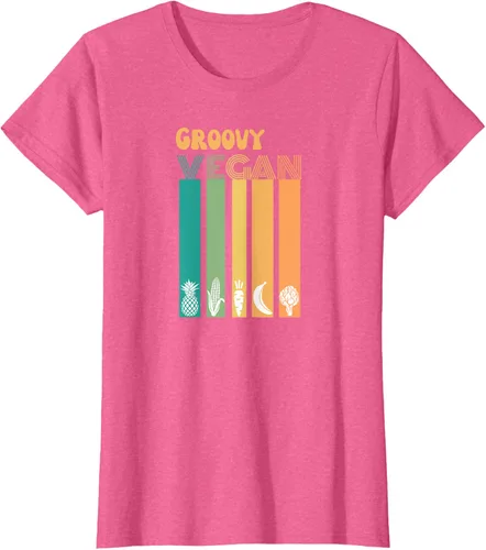 Vista 64 de Groovy Vegan Retro Vintage Cool Veggies 70 80 Flower Power Camiseta, Negro