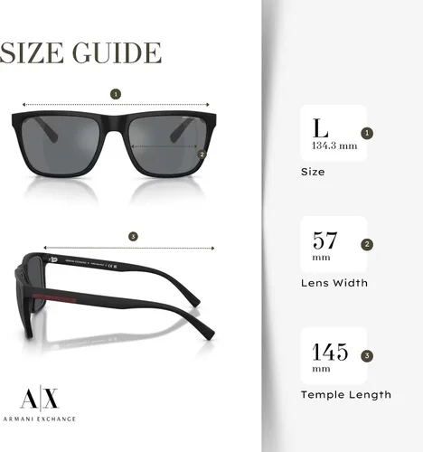 Vista 5 de Armani Exchange AX4080S - Gafas de sol cuadradas para hombre + paquete con kit de lentes de accesorios Negro mate/gris claro espejo negro