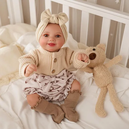 Vista 2 de BABESIDE Muñecas de bebé Reborn Sunny - Muñeca de bebé realista de vinilo suave de 17 pulgadas con pose sonriente, muñecas de bebé de la vida real