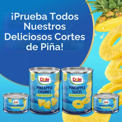 Vista 6 de Dole Canned Fruit, Pineapple Slices in 100% Pineapple Juice, Gluten Free, Pantry Staples, 8 Oz, Packaging May Vary