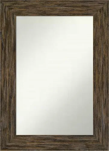 Vista 45 de Amanti Art Espejo personalizado, espejo de baño marrón Fencepost, espejo de pared o espejo de tocador de baño sobre el fregadero (27 x 27 pulgadas)