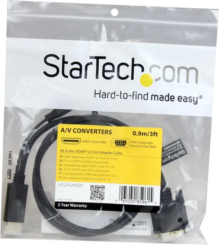 Vista 6 de StarTech HD2VGAMM3 - Cable HDMI a VGA activo de 3 pies, 1920 x 1200, 1080p, M/M (HD2VGAMM3) Monitor HDMI activo a VGA, cable de pantalla
