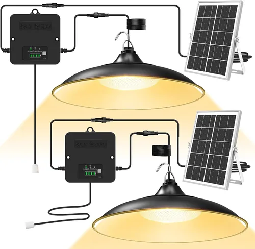 Vista 8 de Luz solar para interiores y exteriores, luz colgante diurna blanca cálida disponible con cuerda de tracción, del atardecer al amanecer, 3 modos