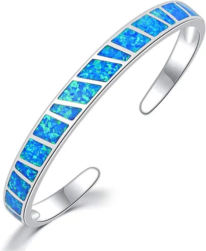 Vista 12 de CiNily Pulsera de ópalo para mujer, chapada en oro, hipoalergénica, con piedras preciosas abiertas