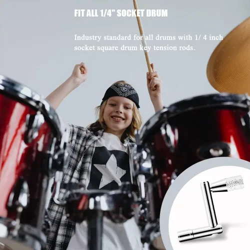 Vista 7 de Drum Keys - Juego de 3 llaves universales de afinación de tambor con tecla de velocidad de movimiento continuo