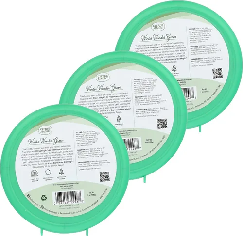 Vista 2 de Citrus Magic Ambientador sólido absorbente de olores navideños, Winter Wonder Green, 7 onzas, paquete de 3 Evergreen