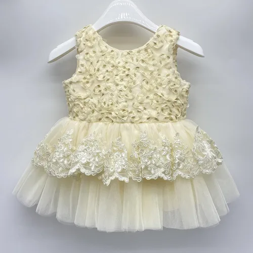 Vista 4 de BLUEPATA Vestido de encaje bordado para fiesta de 6 meses a 3 años