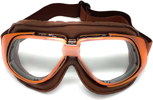 Vista 8 de Anteojos de seguridad para motociclismo, motonetas, medio casco clásico para Vespa, estilo aviador, plegable con lentes transparentes T008 Marco