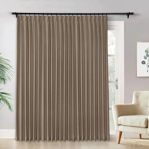 Vista 18 de Macochico Cortinas opacas de lino plisadas para oscurecer la habitación, panel con aislamiento térmico para dormitorio, sala de estar, sala