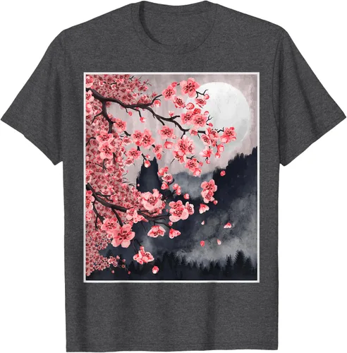 Vista 36 de Sakura - Camiseta japonesa de cerezo en flor japonesa, Negro, S