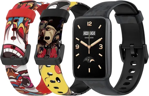 Vista 13 de Lijinlan Bandas de repuesto compatibles con Xiaomi Mi Band 7 Pro Strap mujeres hombres, impresión colorida linda piel floral suave flexible silicona