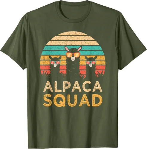 Vista 52 de Divertidas gafas de sol de escuadrón de alpaca Cool Alpacas Vintage Gift T-Shirt, Negro, S