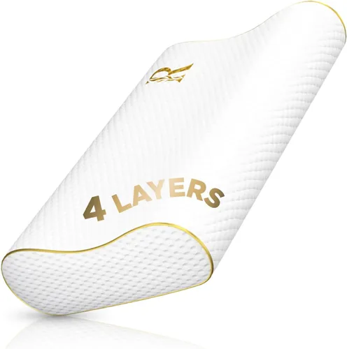 Vista 14 de Almohada de viaje de espuma viscoelástica Royal Therapy, almohada para el cuello de bambú ajustable para dormir de lado (viaje 18 x 12 x 5)