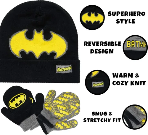 Vista 32 de DC Comics Conjunto de 2 pares de guantes o manoplas de invierno de Batman para niños (niños pequeños)