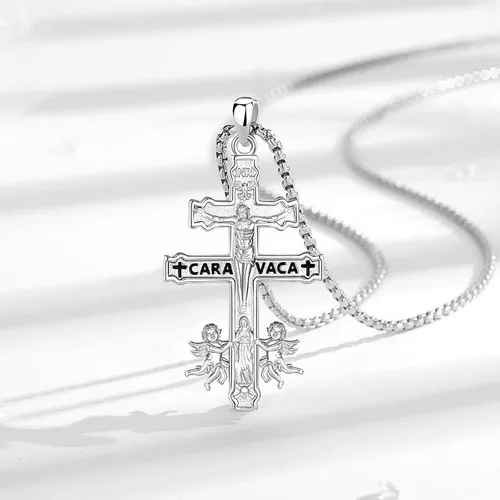 Vista 83 de Vito Collar de plata de ley 925 para mujeres y hombres, San Benito, crucifijo, Caravaca, San Cristóbal, San Judas, medalla patronal, amuleto